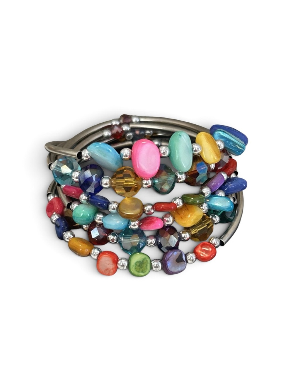 🍌Multicolor Shell and Glass Beaded Memory Bracelet